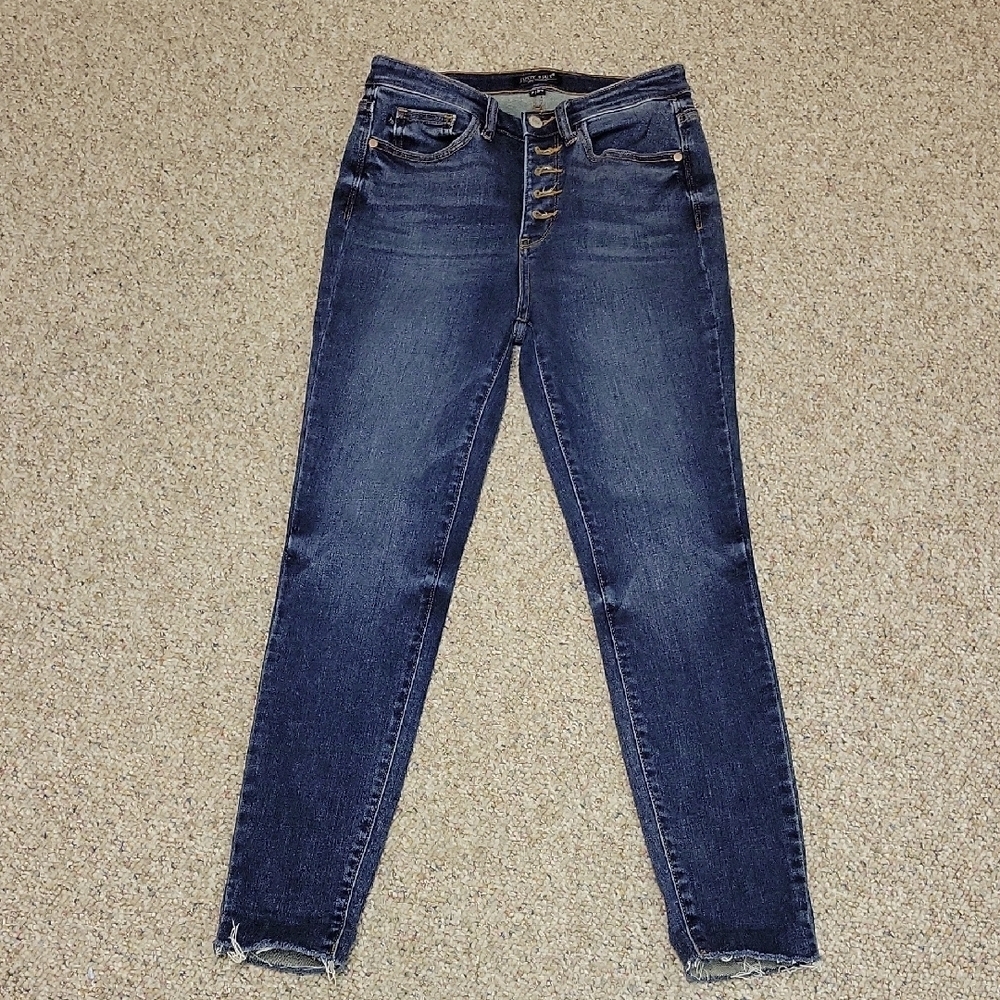 Judy Blue Dark Wash Skinny blue Jeans, women's sz 5/27 button fly